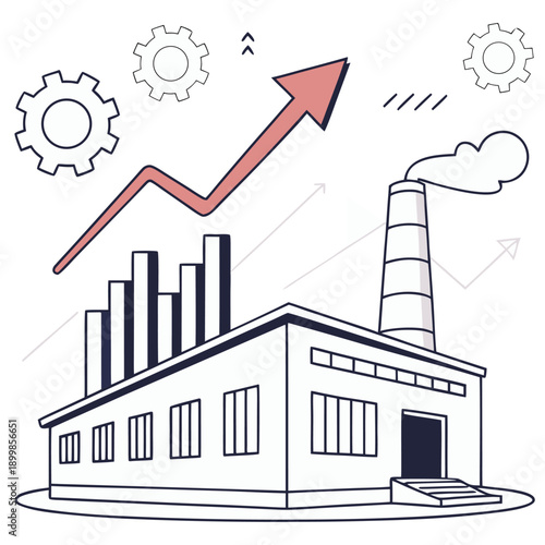 Manufacturing Business Growth Factory Vector Illustration