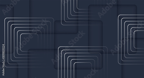 Dark purple abstract background with overlapping 3D square and modern geometric lines. Vector design with hollow effect for cover, banner, brochure, certificate and presentation. EPS. 2