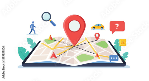 Map Pin Location Search Navigation Flat Vector Illustration