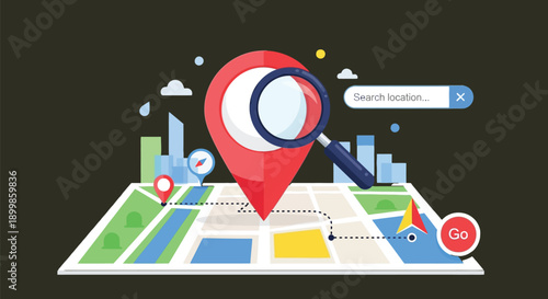 Map Pin Location Search Navigation Flat Vector Illustration