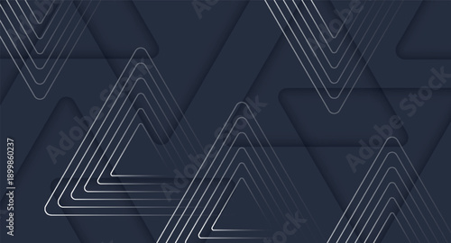 Dark purple abstract background with overlapping 3D triangle and modern geometric lines. Vector design with hollow effect for cover, banner, brochure, certificate and presentation. EPS. 3