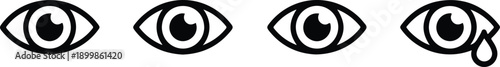 Eye Condition Line Icons  Normal, Irritated, and Tearing Vector Set