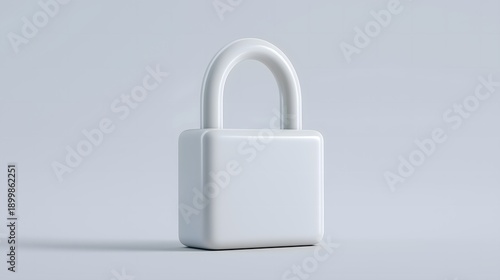 Cyber security 3D lock concept: A minimalist 3D rendering of a secure padlock against a clean, modern backdrop. Evoking themes of safety, privacy, and digital security.