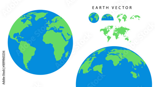 Curved world map silhouette featuring a blue half-globe Earth, representing global business, international connectivity, and worldwide geography. Includes the continents of Africa, Asia, Europe, North