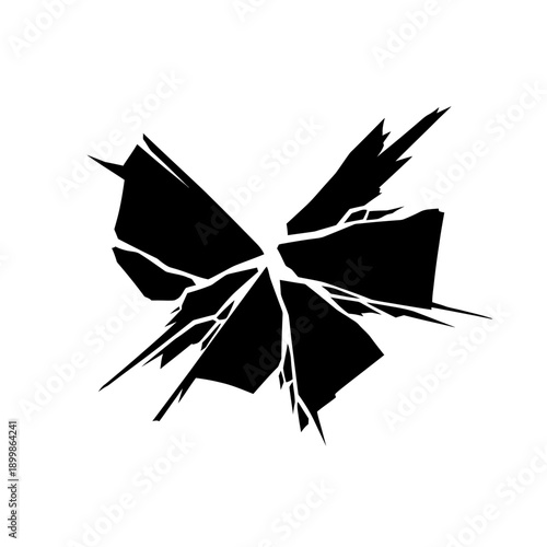 Black silhouette of a shattered glass effect.