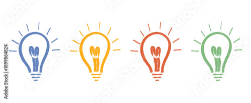 Light colorful icon set, Idea icon symbol vector.   Lighting Electric lamp. Electricity, shine. Light colorful icon vector.  