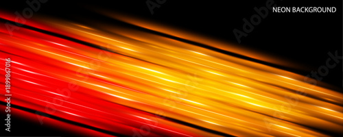 Twirling neon streaks form loops and spirals across a futuristic cyber scene. Motion blur and glowing highlights emphasize speed and dynamics. Abstract glowing vector.