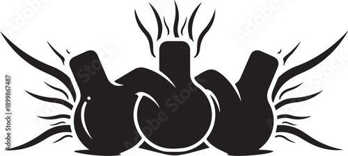Boxing Gloves Silhouette with Flames and Motion Lines Illustration