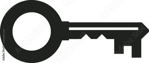 Black Key Silhouette Icon Simple Design.