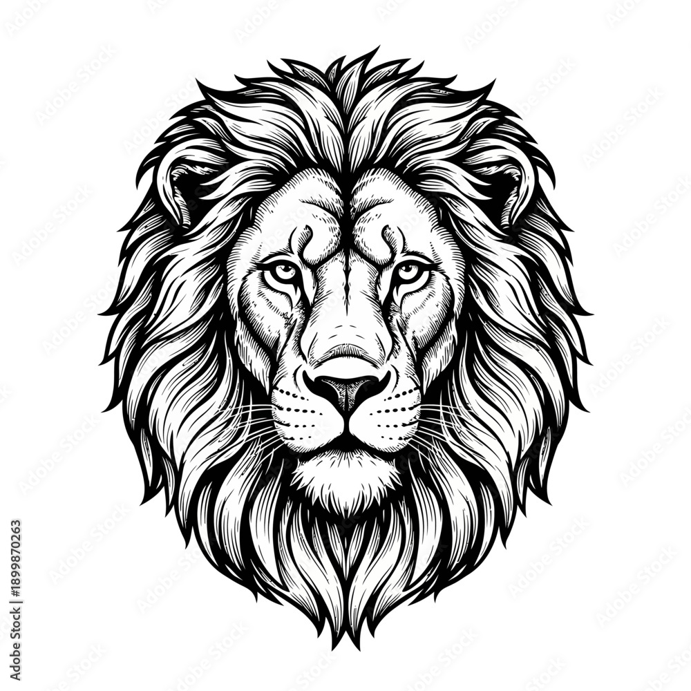 Fototapeta premium Majestic Lion Head Illustrative Drawing Symbolizing Strength and Power