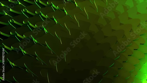 3d background objects pattern of yellow and green animation