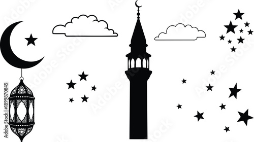 Intricate Islamic Geometric Patterns Vector for Festive Backgrounds