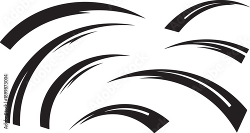 Black brush strokes on white background abstract design elements