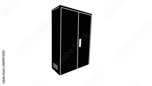 Electric cabinet  symbol, black isolated silhouette