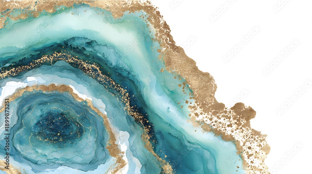 Obraz premium Abstract Blue and Gold Watercolor Background Artistic Luxury Texture and Creative Design Concept