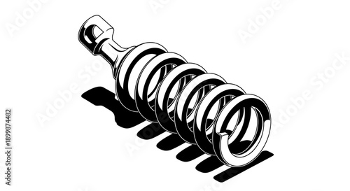 Detailed metallic spring with a coiled structure, representing flexibility and mechanical engineering, isolated white background.
