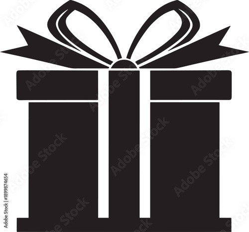 Gift Box Silhouette Vector – Present Icon with Bow for Holiday, Celebration, and Event Design .