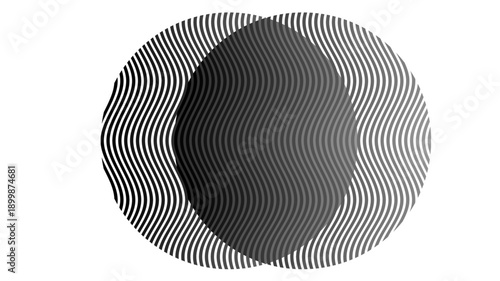 Abstract Minimal Black and White Wavy Line Shape on White Background