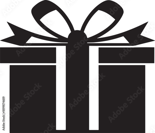 Gift Box Silhouette Vector – Present Icon with Bow for Holiday, Celebration, and Event Design .