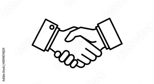 Two hands engaged in a friendly handshake, symbolizing agreement and partnership, isolated white background.