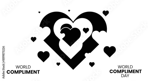 World Compliment Day Symbol with Intertwined Hearts on isolated white background