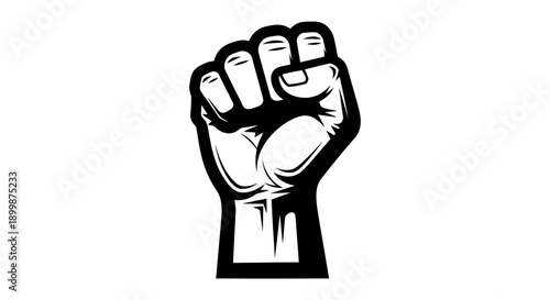 Raised Fist Symbolizing Power, Solidarity, and Resistance, isolated white background