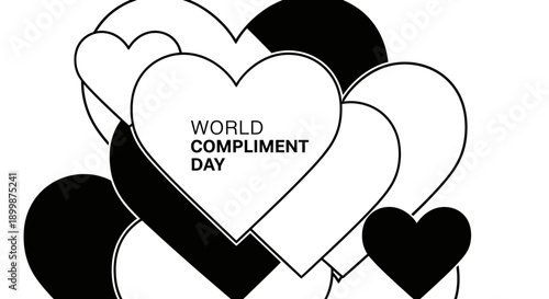 World Compliment Day Concept with Loving Hearts on isolated white background