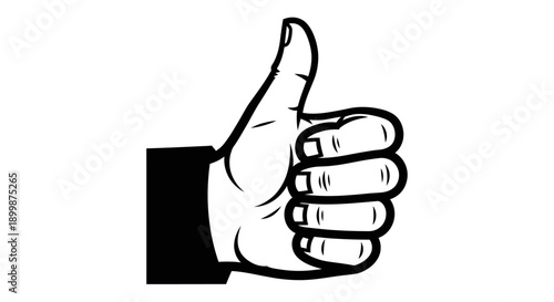 Prominent Thumbs Up Hand Gesture Symbolizing Approval and Positivity on Isolated White Background