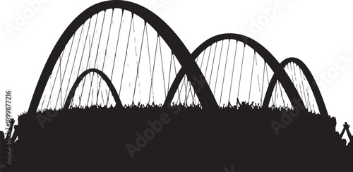 Silhouette of people at a large music festival event