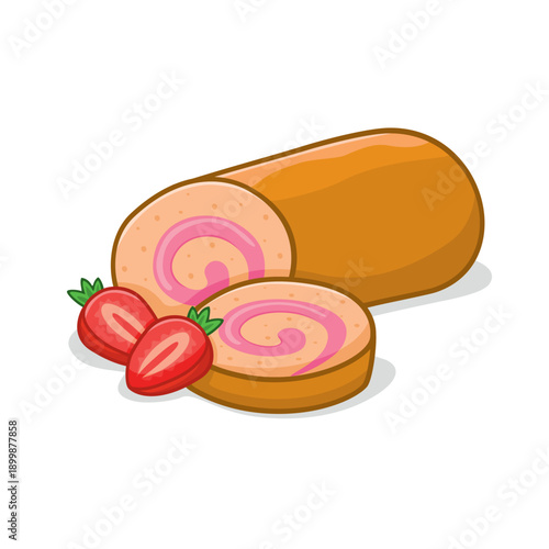 roll cake with strawberry flavor