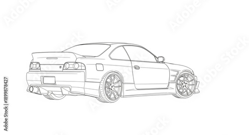 Sketch of a sports car on a white background.