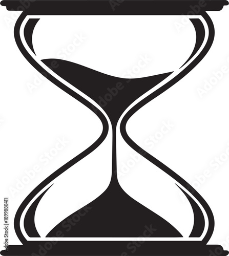 Hourglass Silhouette | Sand Timer Icon Vector for Time and Balance Design .