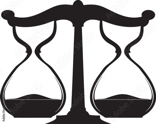 Hourglass Silhouette | Sand Timer Icon Vector for Time and Balance Design .