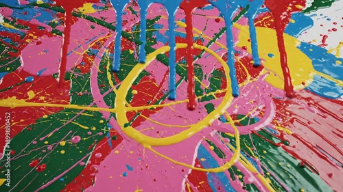 Vibrant Paint Splatter Artistic Creative Process.