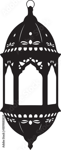  Minimalist solid black silhouette of a decorative Islamic arch or gazebo for Ramadan and Eid.