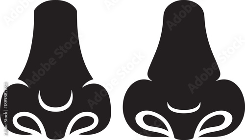 Close-up Black and White Silhouette of Two Noses, Featuring Nostrils and Septum Details
