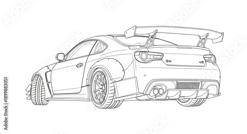 Sports Car Blueprint Design Sketch.