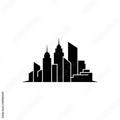 Modern City Skyline Silhouette Icon Design Vector Illustration