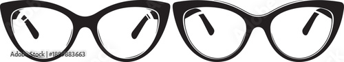 Two Black Silhouette Icons of Cat-Eye Glasses, Representing Fashion and Eyewear Trends
