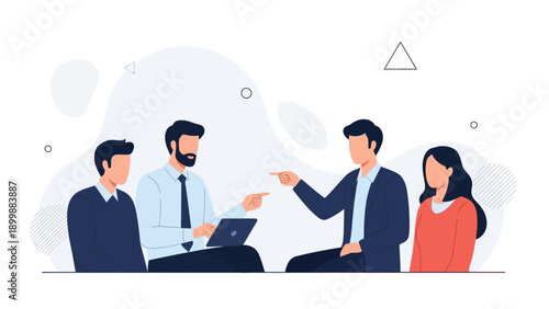 Business Meeting Discussion Collaboration Teamwork Office Work Vector Illustration