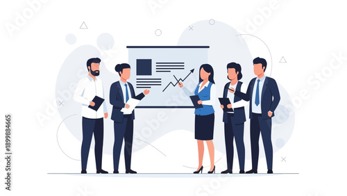 Business meeting with presentation, team planning and strategy