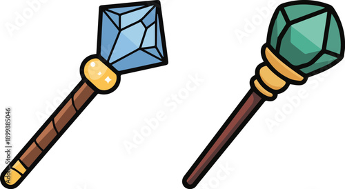 Magic staff illustration, featuring mystical and fantasy design, isolated on a white background. Perfect for games, fantasy art, wizardry, magic, and creative projects.