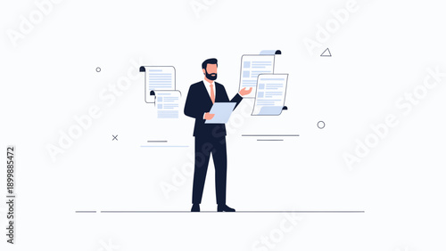 Businessman managing documents and paperwork