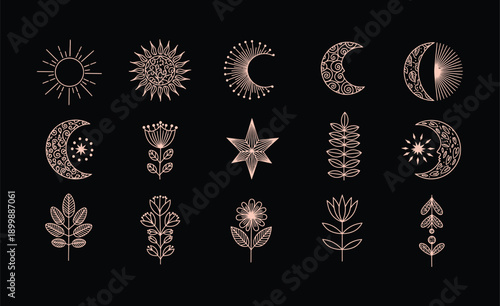 Celestial bodies and astrological symbols