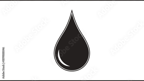 Simple black oil drop icon isolated on white background minimalist design