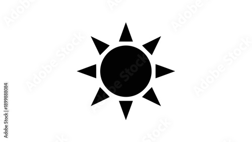 Simple black silhouette of a sun with sharp points on a white background