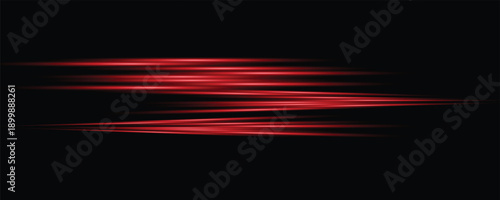 Abstract red speed light lines neon ring glowing circle round movement on black background vector illustration.