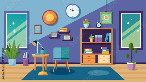 Cozy modern living room with vibrant decor and stylish furniture arrangement isolated on white background, Vector