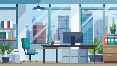 Modern office space with diverse employees collaborating and working together isolated on white background, Vector