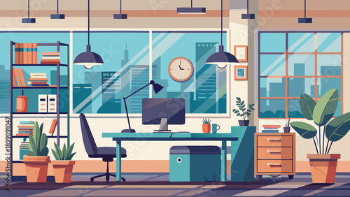 A futuristic kitchen and living space with advanced technology and robotics. isolated on white background, Vector